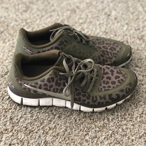 Olive green cheetah Nike’s